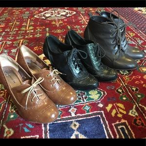 3 pairs of heeled lace up booties!